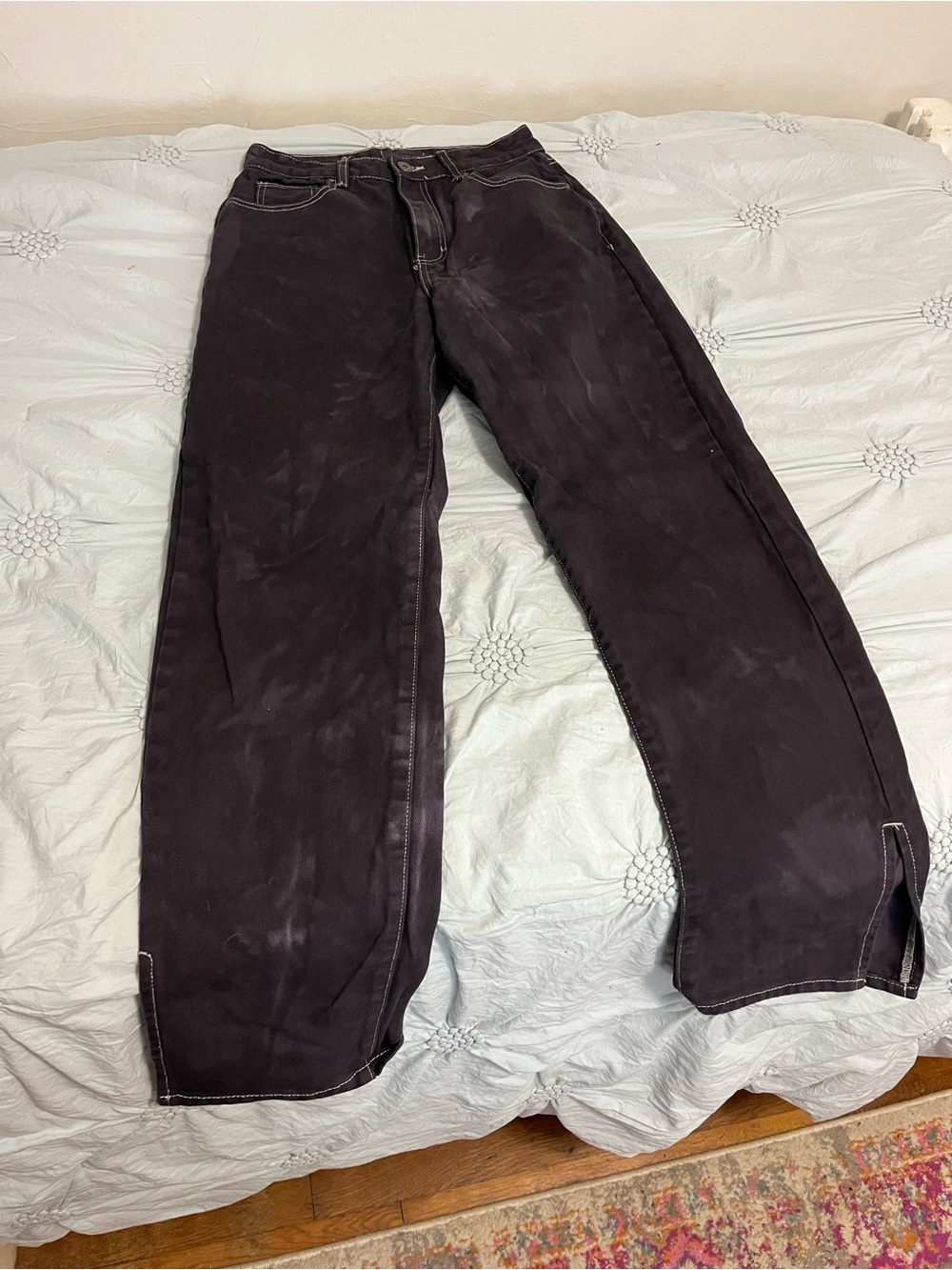 Black Washed Straight-Leg Jeans